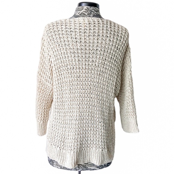 Eileen Fisher Open Stitch Knit Sweater High - Low Hem Cream Medium - Picture 5 of 9